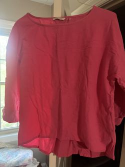 NEW Soft Surroundings Pink 3/4 Cuffed Sleeve Shirt, S