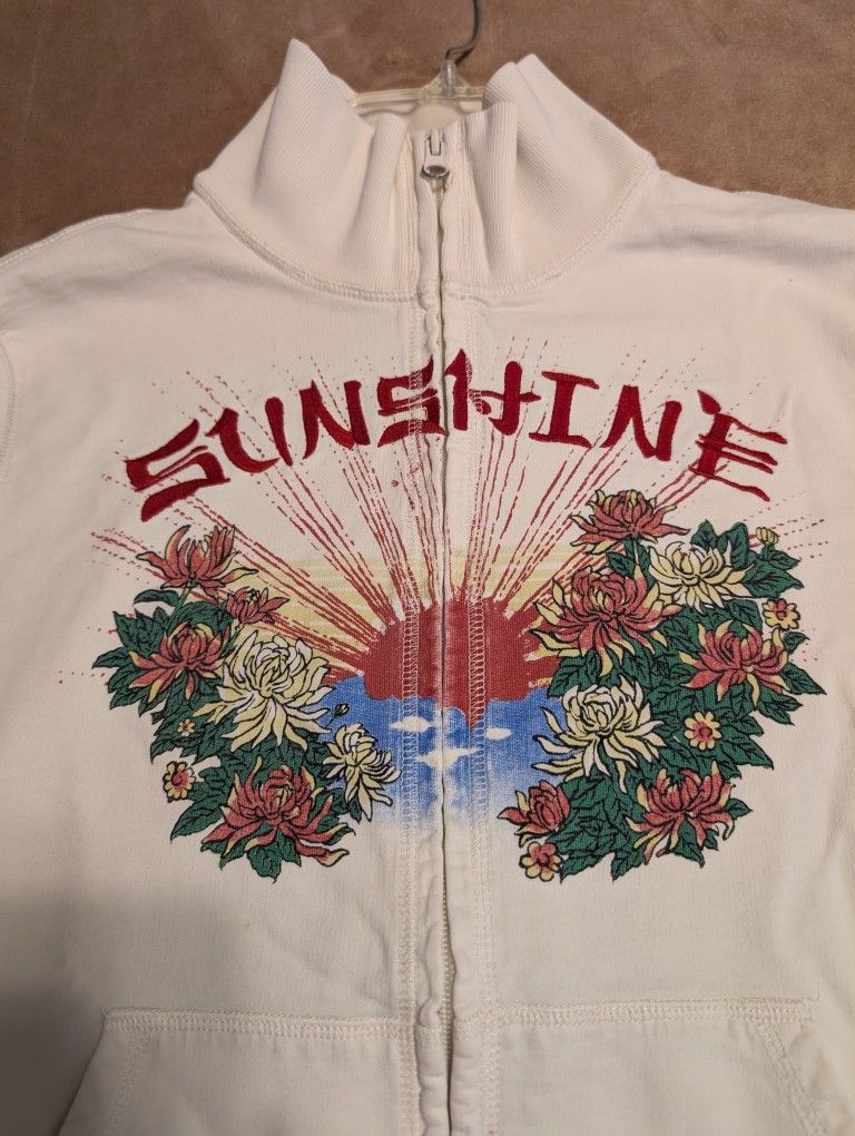 Vintage Lucky Brand full-zip jacket with floral embroidery - Fits Like Sm/Md