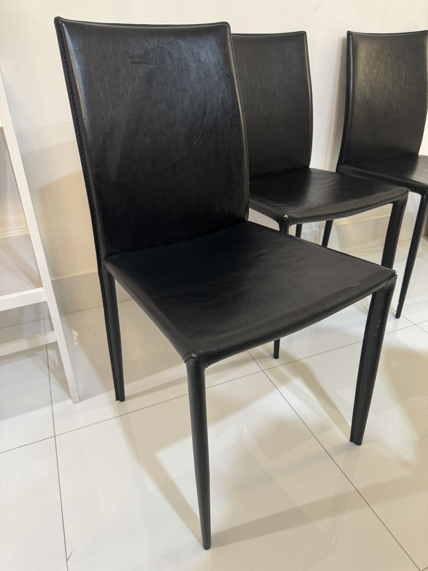 4 Leather Black Chairs