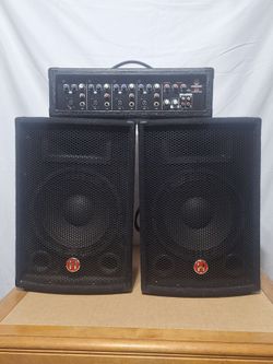 Harbinger M60 PA System with 4 Channel Mixer and Speakers