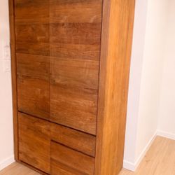 Crate & Barrel Solid Wood Armoire / Wardrobe Cabinet – Tall, Modern