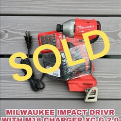 MILWAUKEE IMPACT DRIVR WITH M18 CHARGER XC & 2.0 BATTERY
