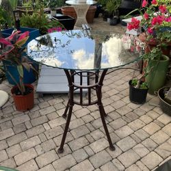 Counter Height Glass Top Table: 36”W X 36”H