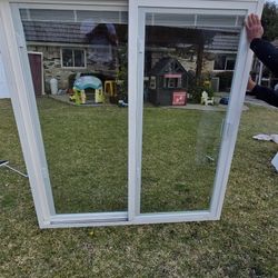 72x80 Sliders With Miniblinds Double Glass Modern Design , Ready To Install