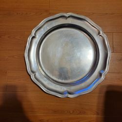 Vintage Round 14 Inch Serving Tray- 