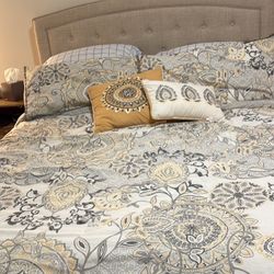 Queen Bed Frame, Mattress And Comforter 