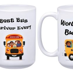Best Bus Driver Christmas Gift Appreciation Mug Set Coffee/Tea 15oz - 2 Pc Umigy