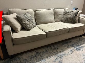 2 x Beige 3-Seat Upholstered Sofa