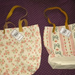 Reusable Rosey NWT Canvas Totes Leather Straps Beige-Neutral Shopping Bags $30 Thick But Light