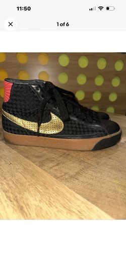 Very Rare Size 10 - Nike Blazer Premium Mid Dqm Black Red Gold