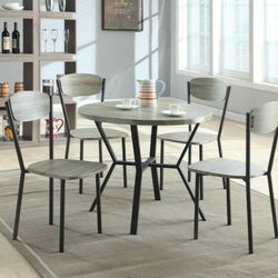 5PC Round Grey Dining Set