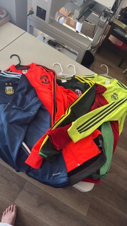 Vintage soccer warm up jersey’s