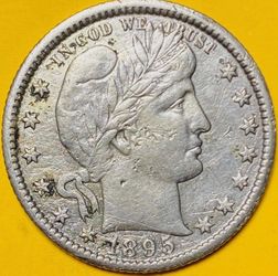 1895-O BARBER SILVER QUARTER COIN (XF/AU)