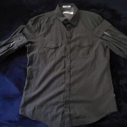 Calvin Klein Dress Shirt Men's M Black Long Sleeve 