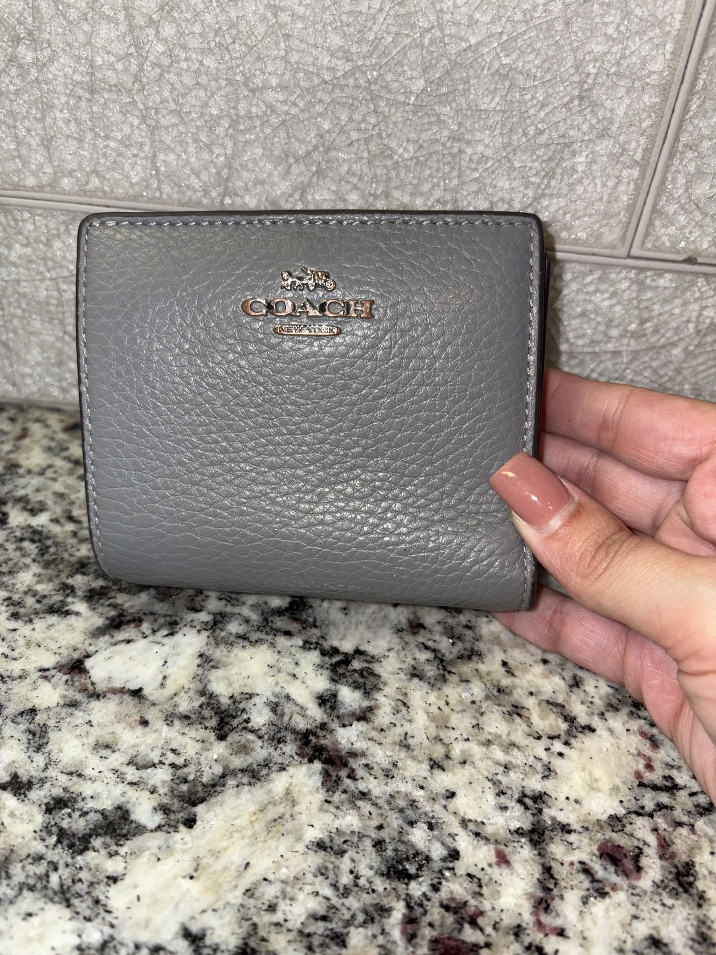 Coach Gray Wallet with Pebbled Leather