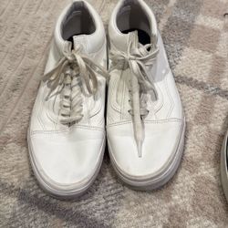 Men’s White Leather Vans  Size 13