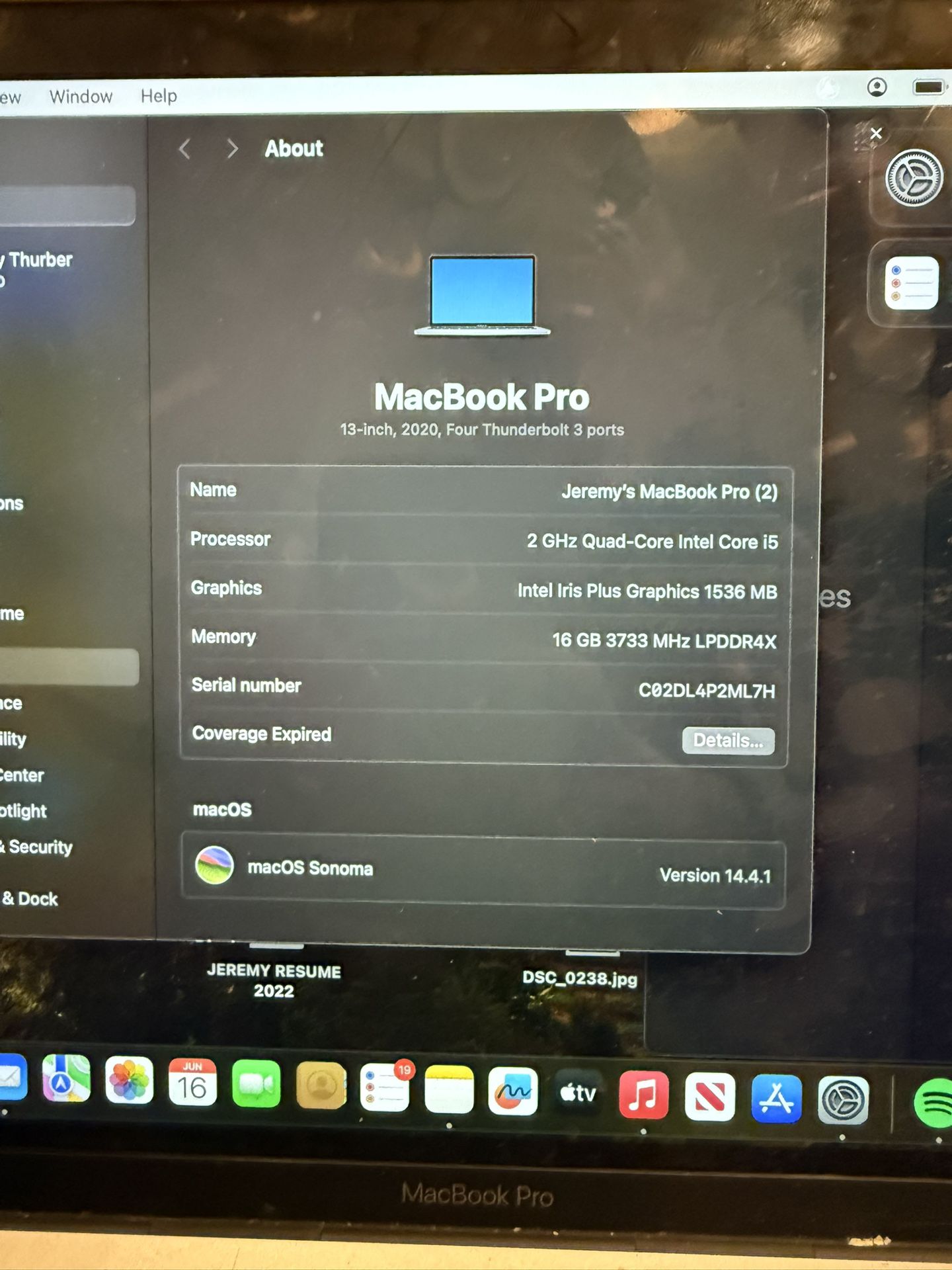 2020 13in MacBook PRO 2ghz 16gb 526storage