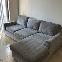 Gray Sectional Sofa with Chaise – Good Condition