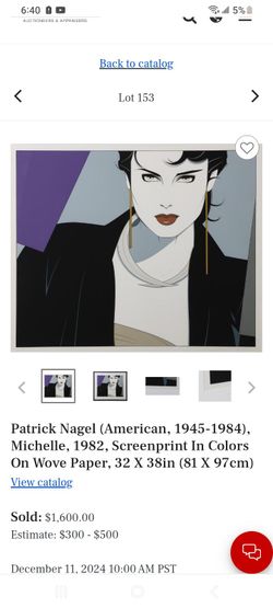Patrick Nagel 'Michelle' 1982 Screenprint