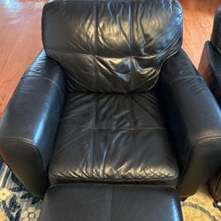 Leather Arm Chair And Ottoman