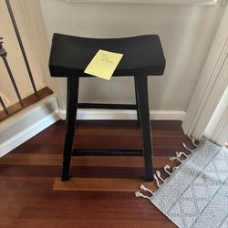 3 BLACK WOOD STOOLS $24