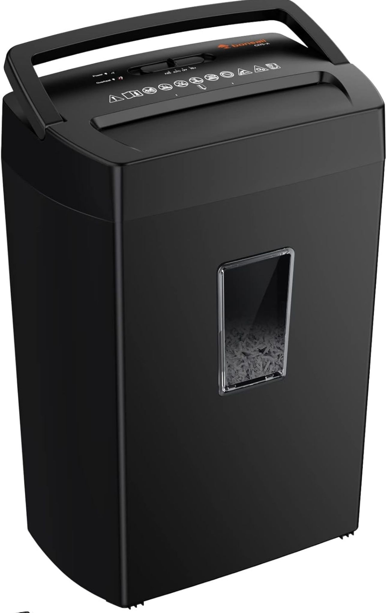 Bonsaii 12-Sheet Cross Cut Paper Shredder, 5.5 Gal Home Office Heavy Duty Shredder for Paper, Credit Card, Mail, Staples, with Transparent Window, Hig