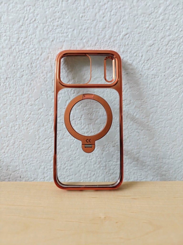 iPhone 17 Pro Max Case with Ultra Magnetic 360 Spin Stand, Cosmic Orange