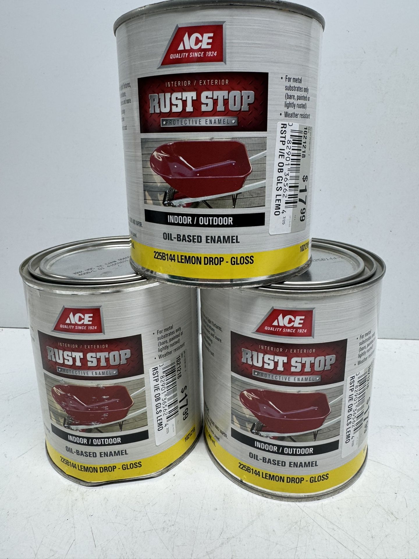 New Ace Rust Stop Lemon Drop Gloss Paint Quart. (3) Available $8 Each. Must Pickup