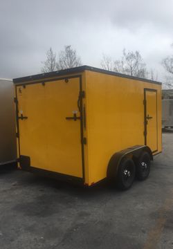7x12' tandem axel v nose trailer. Comes w/ 5 year warranty.