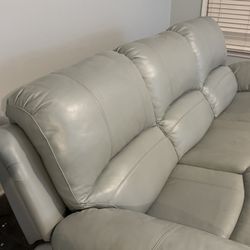 Leather Couch-  Recliner Aqua Blue