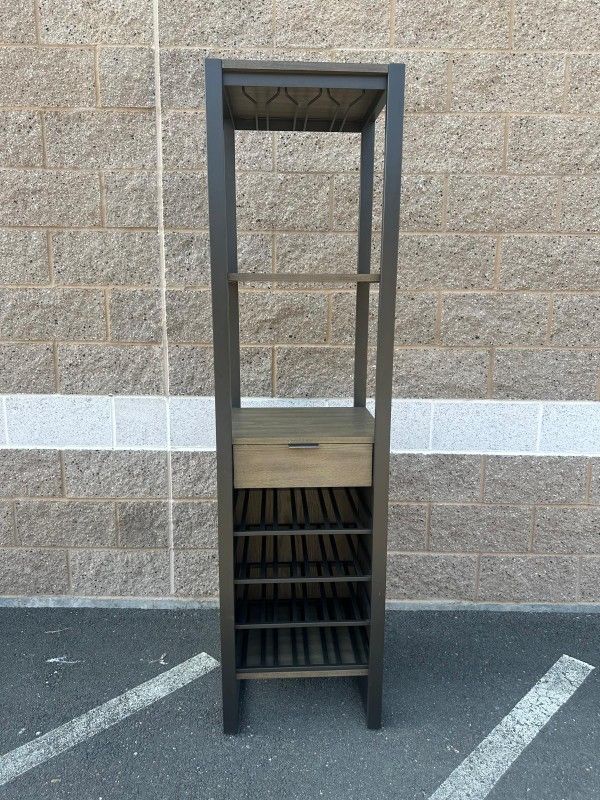 Like new Crate & Barrel Cabinet Wine Bar Tower with top rack for glasses/Gabinete Bar