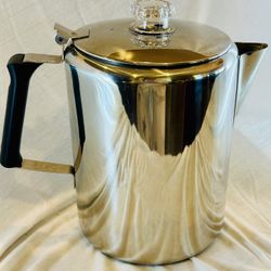 Vintage Style 12-Cup Stainless Steel Percolator Coffee Pot w Basket Insert
