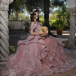 Quinceanera /Sweet Sixteen Dress Size Zero Dusty Rose