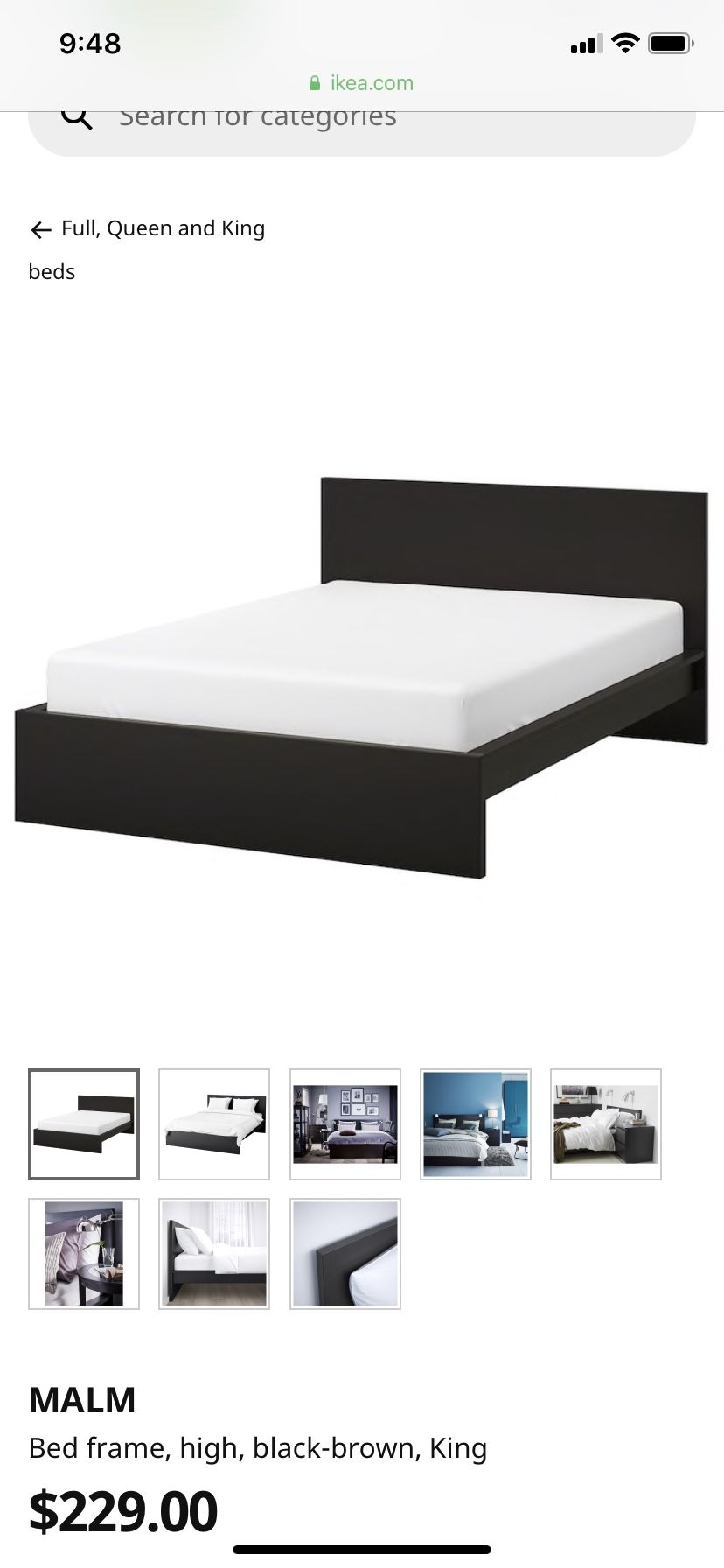 IKEA Malm King Bed Frame, Mattress and Night Stand