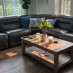Leather Sectional Reclines On  Ends.   Leather Chairs , Coffee Tables And Tv Stands.