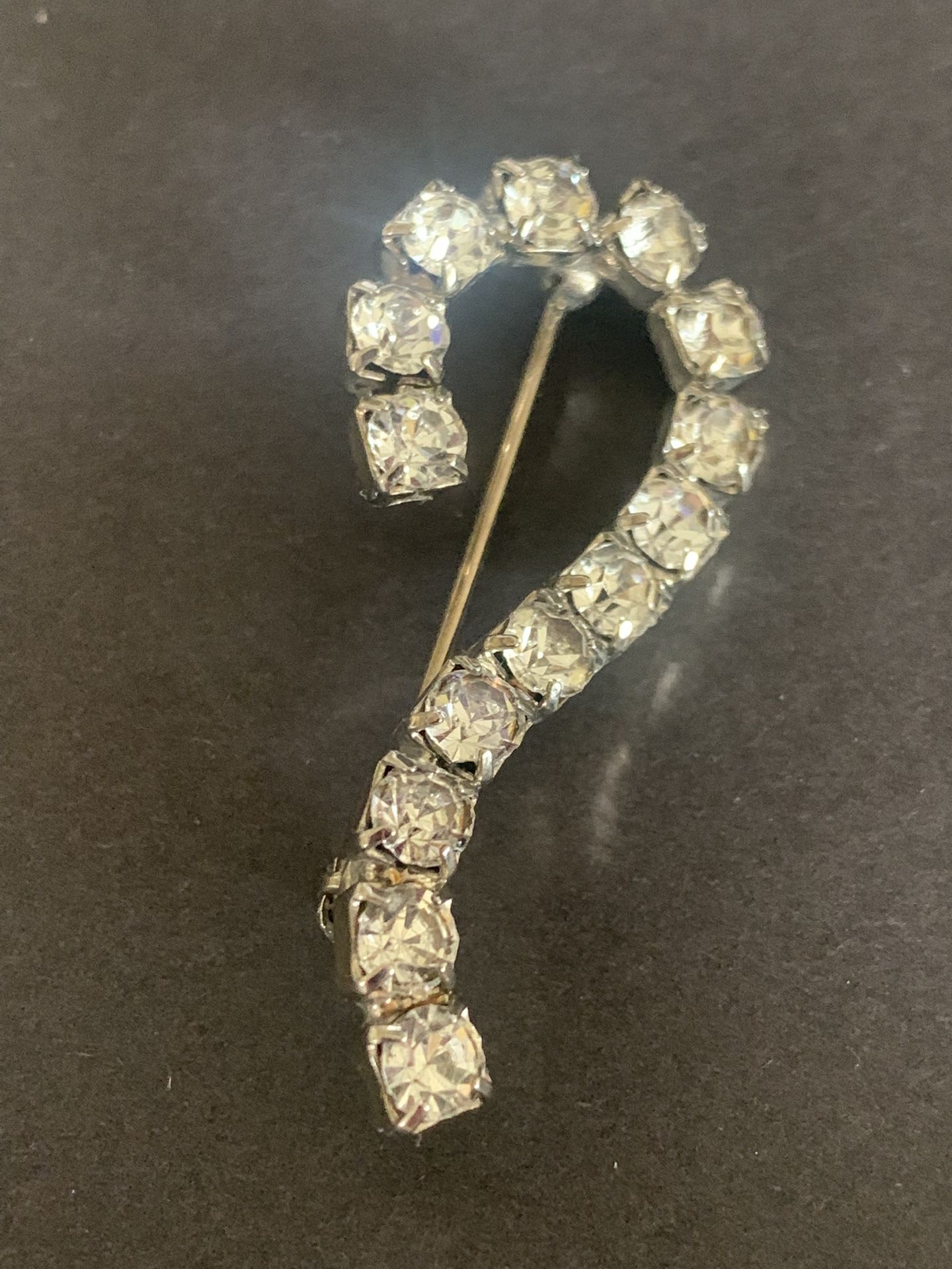 Vintage Rhinestone Question Mark Pin