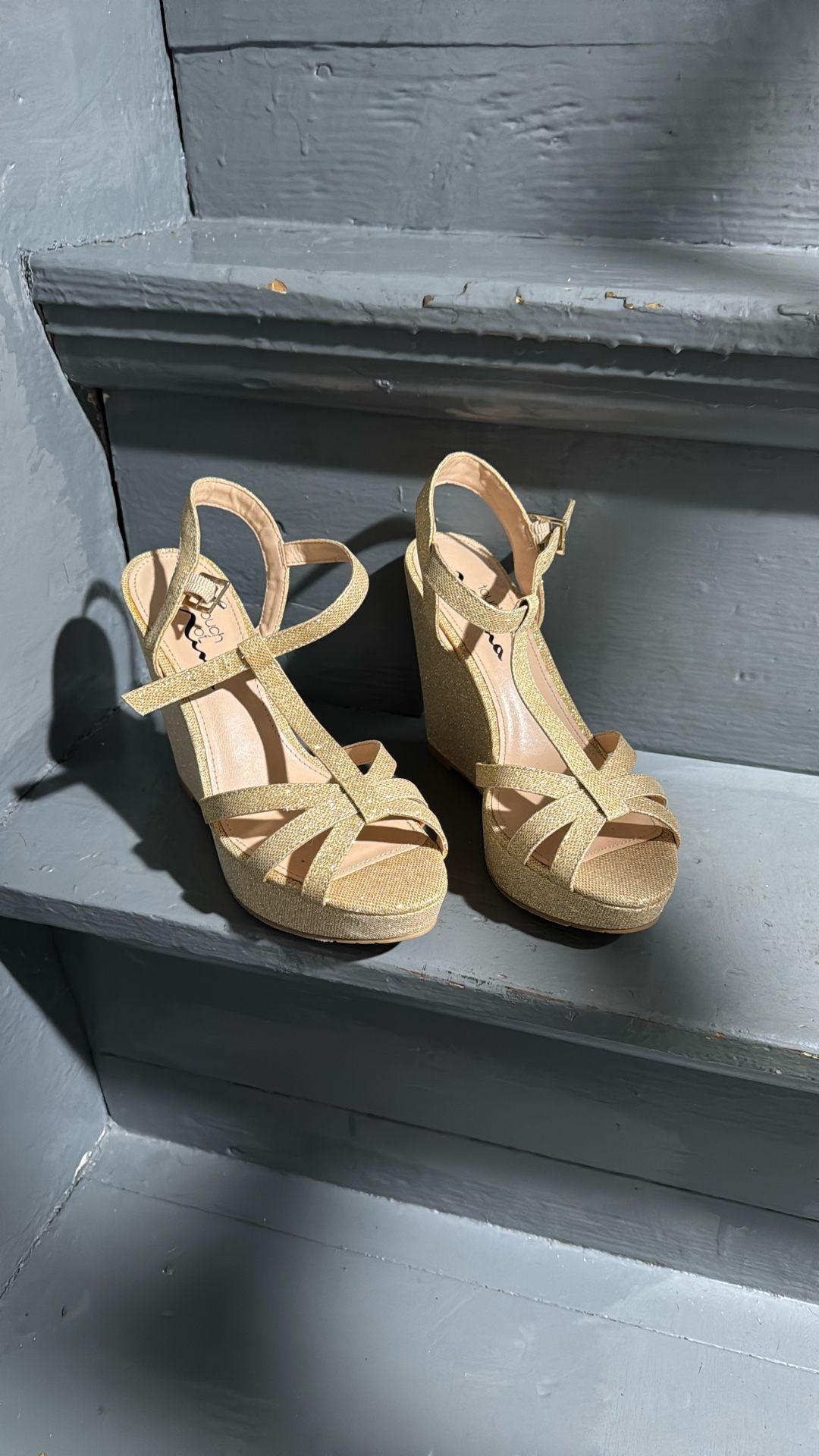 New Gold Wedge Heels Size 6.5