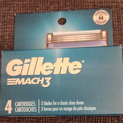 Gillette Mach3 Razor Blade Refill ,Manual Razor Men , 4-ct 