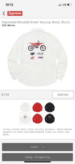 Supreme honda fox racing work shirt 2025