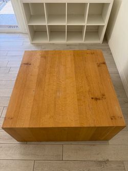 Crate and Barrel Baja Natural Wood Square Coffee Table