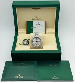2017 Rolex Datejust 41mm two tone VS Flower Setting 28CTW bussdown iced out stainless silver baguette diamond dial 116300 stainless steel oyster brace