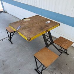 Vintage "Handy" Suitcase Folding Picnic Table & Chair Set