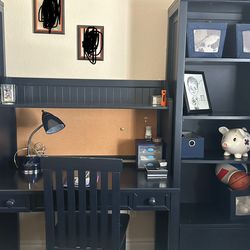 6-Piece CafeKid Navy Blue Bedroom Set.  Solid Wood.