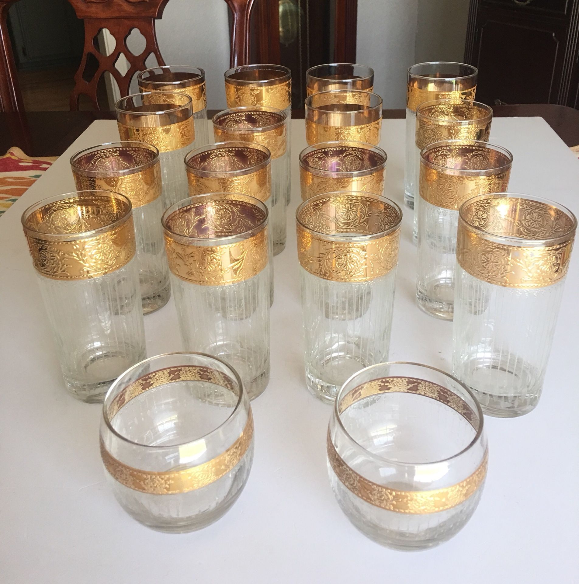 Antique gold rimmed drinking glasses