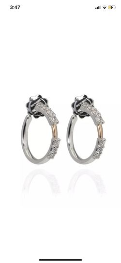 New $ 3240. Salvini Nastro S 18k White Gold 18k Rose Gold Diamond Earrings