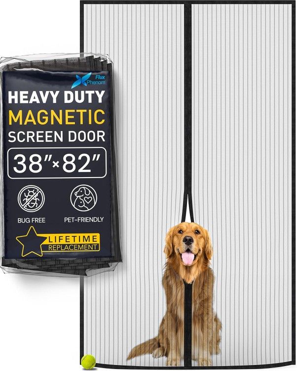 New sealed Magnetic screen door 38"x82" Easy install self-sealing mesh