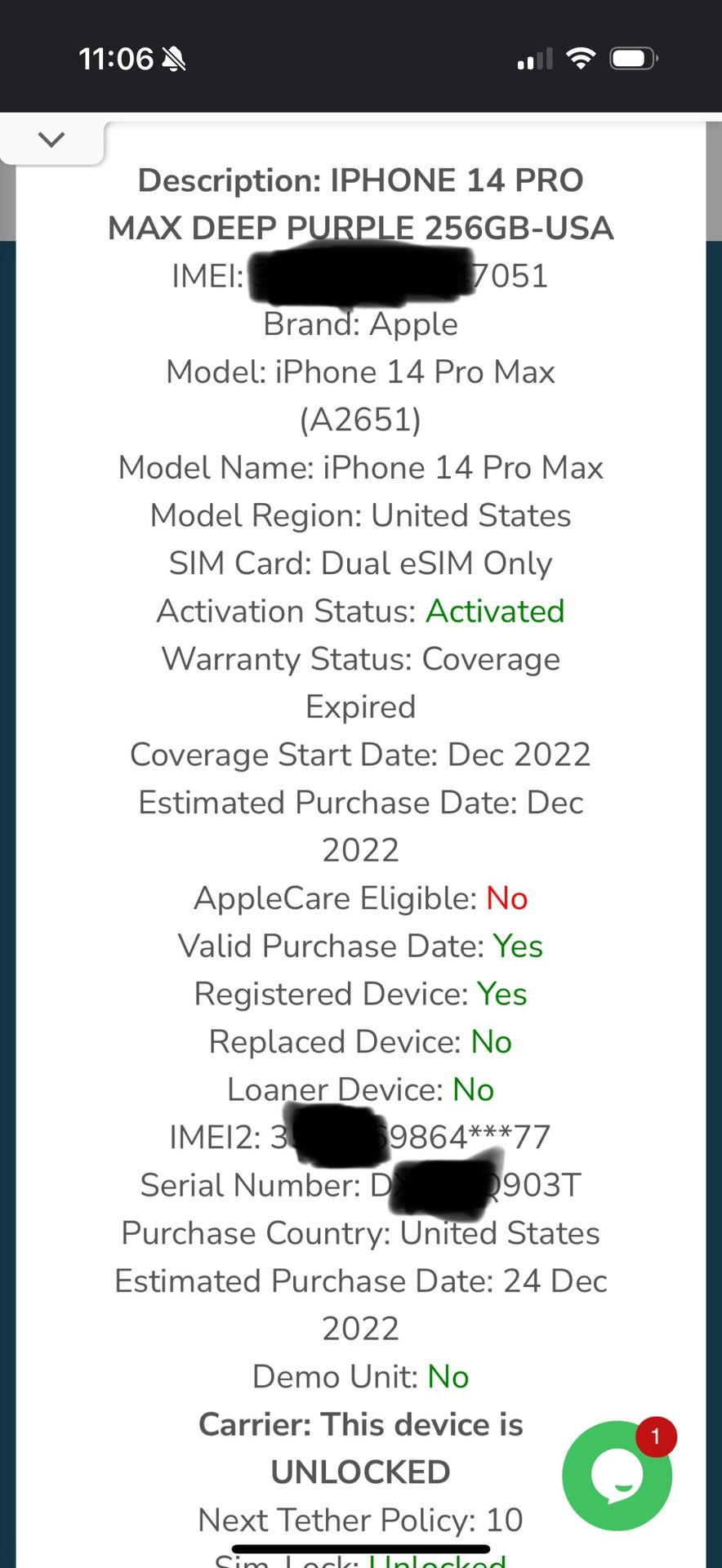 14 Pro Max Purple 256gb