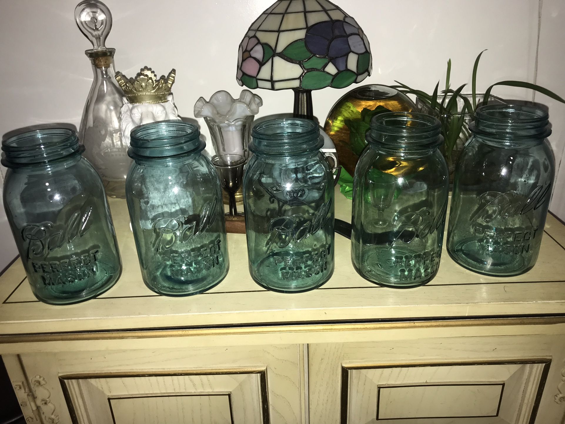 5 Vintage Blue Perfect Mason Jars From 1923
