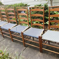 NICHOLS & STONE Set Of 6 Vintage Shaker Style Ladder Back Dining Chairs