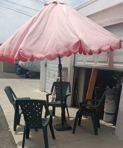 Chairs and umbrella